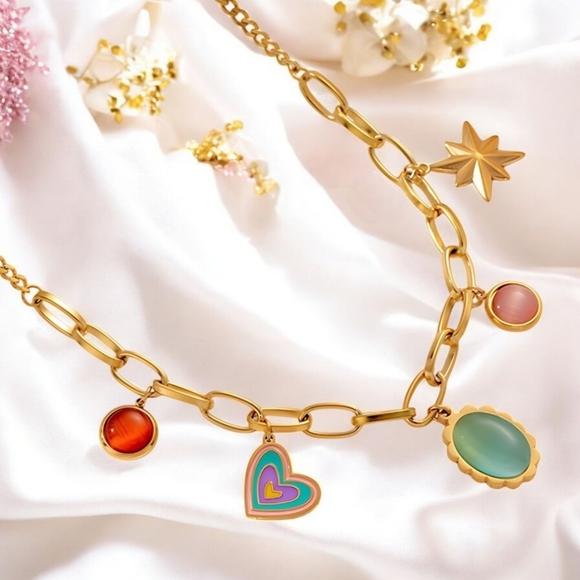 🆕️18K Gold Plated Stainless Steel Spring Charm Necklace - Boho Chic & Trendy ✨ - Picture 10 of 14